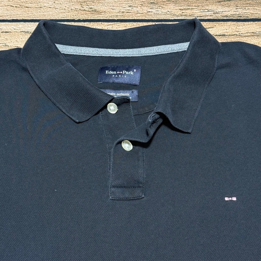 Eden Park Polo Shirt Mens 2XL Black Peruvian Pima Cotton Short Sleeve Logo